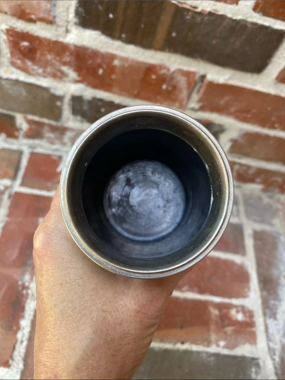 Silver-Trimmed Dark Brown Cylindrical Tumbler